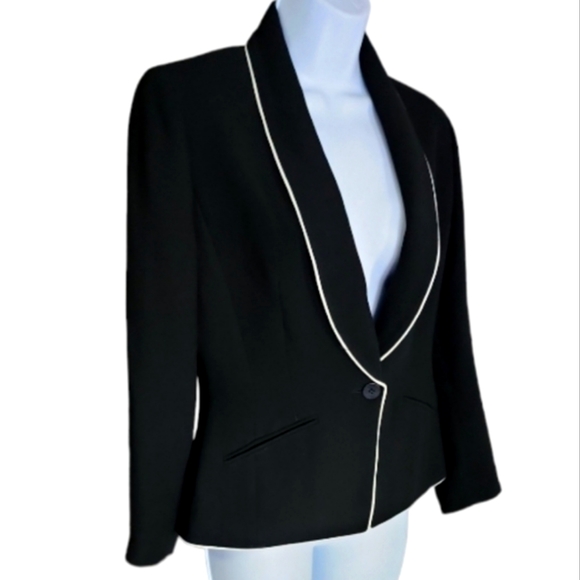 **Anne Klein Org.$375 Black Trimmed Blazer Women's 6 - Picture 1 of 8